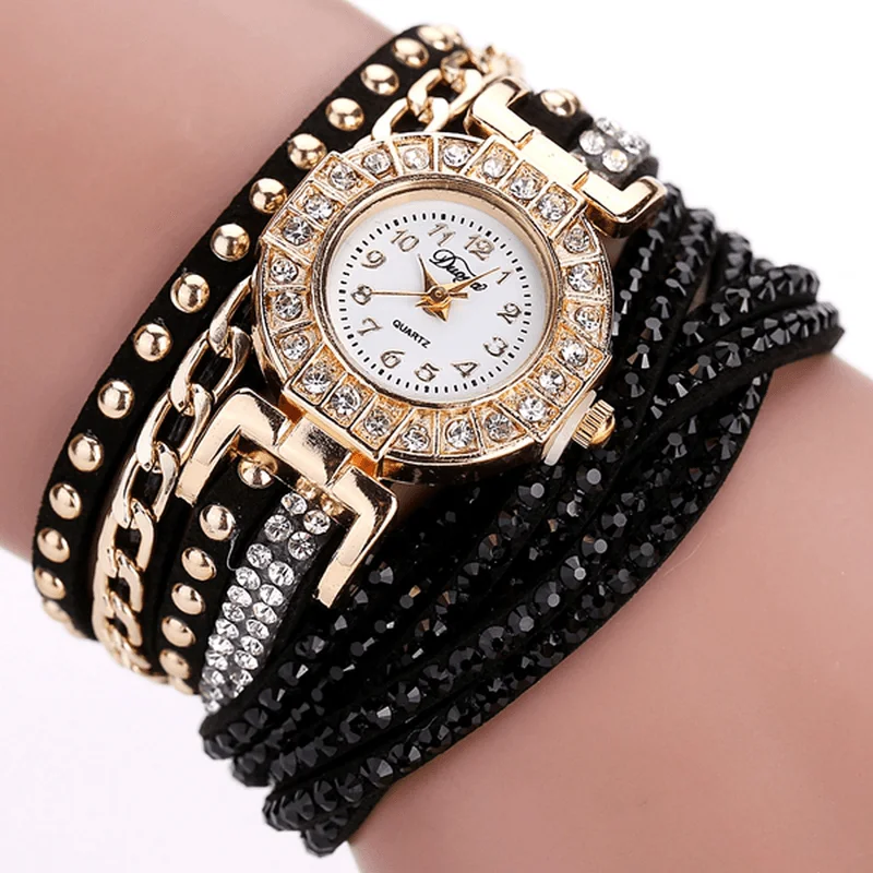 DUOYA Luxury Nation Style Crystal Gold Bracelet Watch Ladies Vintage Quartz WirstwatchesCorset bra