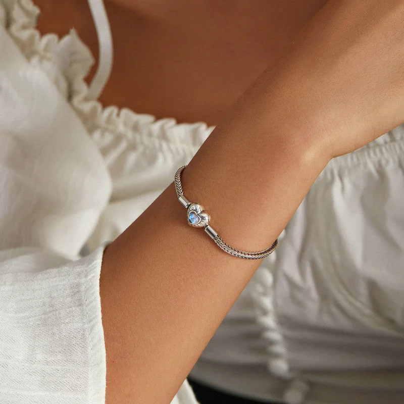 Heart Moonstone Inlaid Sterling Silver BraceletPolka dot bra