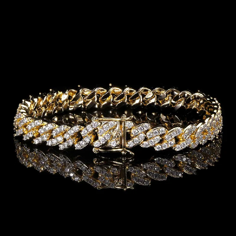 Hip Hop 9mm Single Row Zircon Cuban Bracelet Real Gold PlatingLongline bra