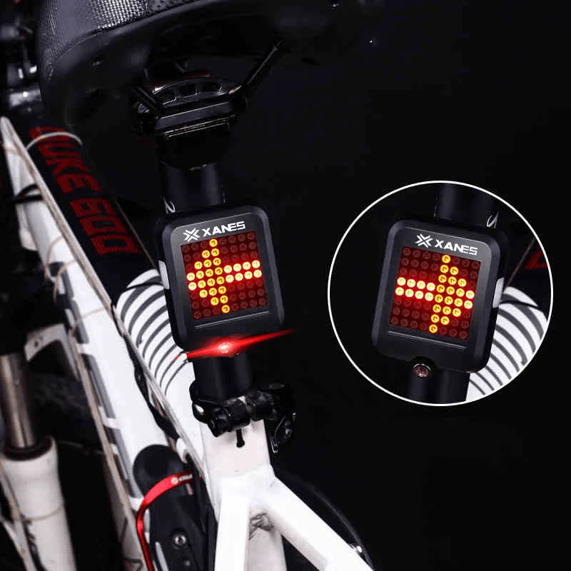 XANES 64 LED 80LM Intelligent Automatic Induction Steel Ring Brake Safety Bike Tail Light with Infrared LaserBustier bra