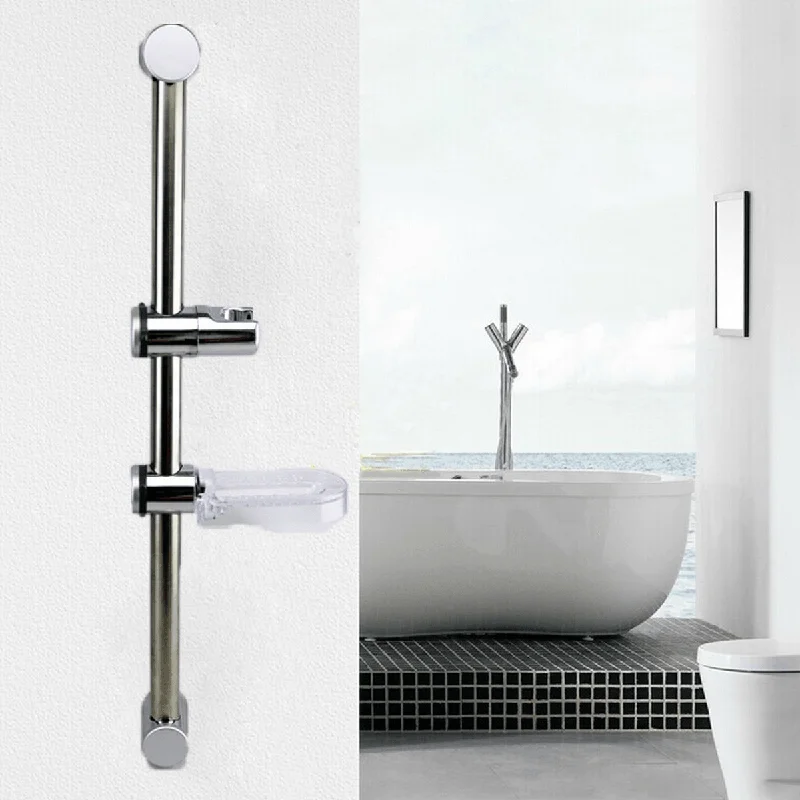 Aluminium Shower Head Riser Slide Rail Adjustable Brackets with Soap DishBold bra