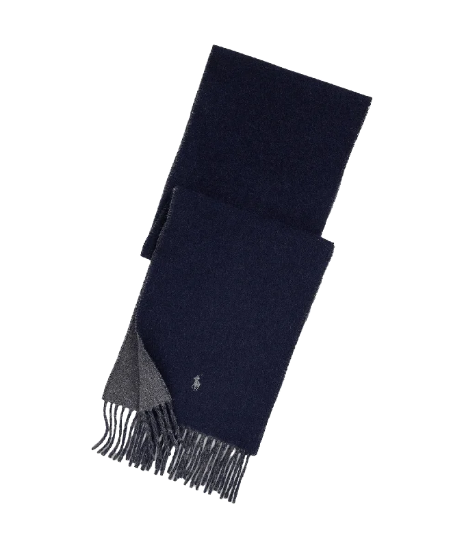 Reversible Wool-blend Scarf - Navy