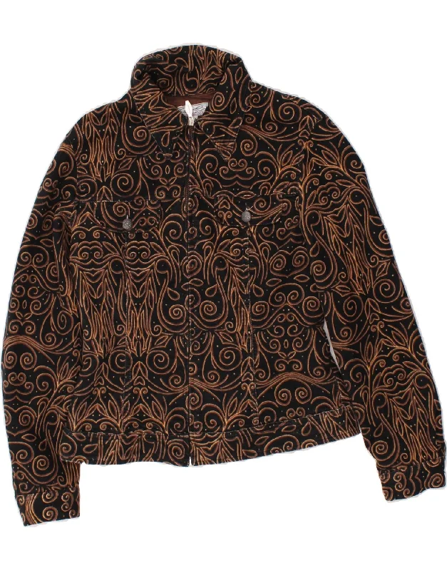 Safari JacketsVINTAGE Womens Bomber Jacket UK 12 Medium Brown Floral