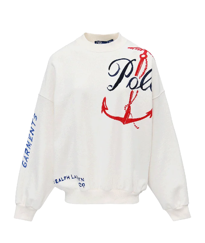 Nautical Logo Fleece Crewneck - White