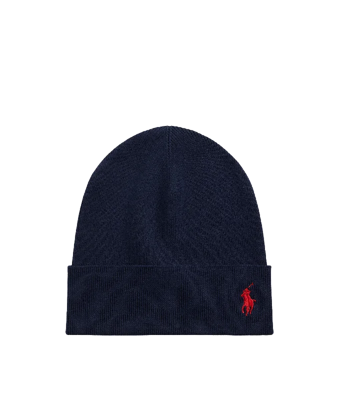 Rib-knit Cotton Beanie - Navy