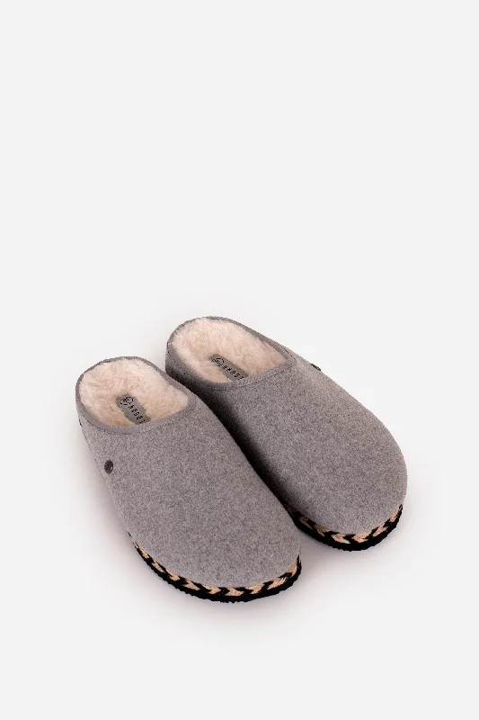 Hooded JacketsGrey Felt Slip On Slipper