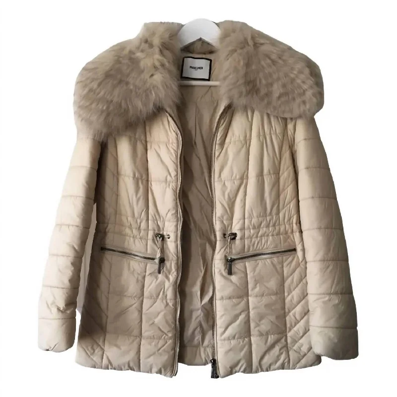 Formal JacketsWomen's Puff Jacket With Fur In Beige