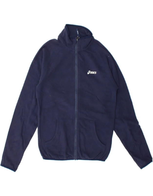 Down JacketsASICS Womens Fleece Jacket UK 6 XS Navy Blue Polyester