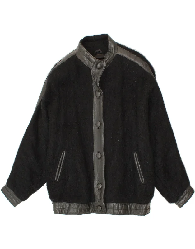 Ruffled JacketsDONEGAL DESIGN Womens Bomber Jacket UK 16 Large Black Virgin Wool