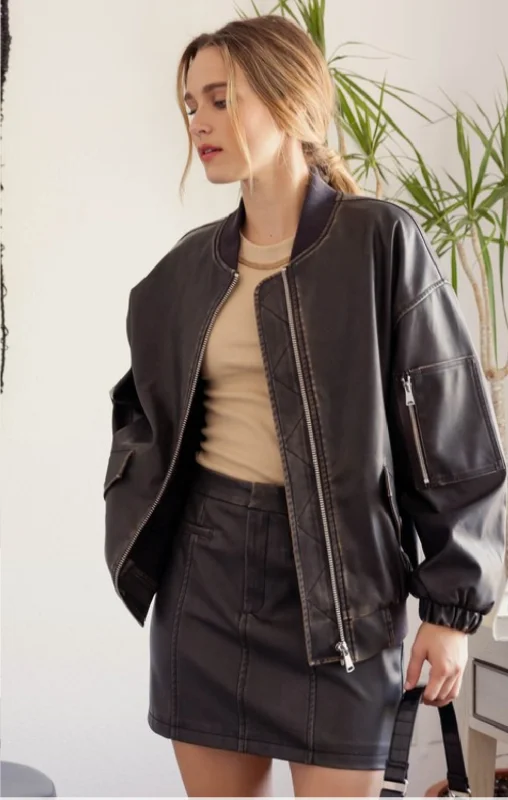 Trench CoatsPhoenix Faux Leather Bomber Jacket