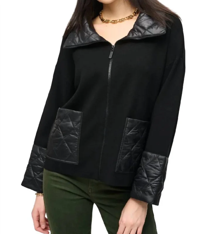 Quilted JacketsKnit Zipped Jacket In Black