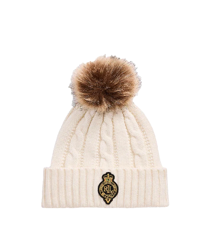 Cable Crest Patch Hat - Cream