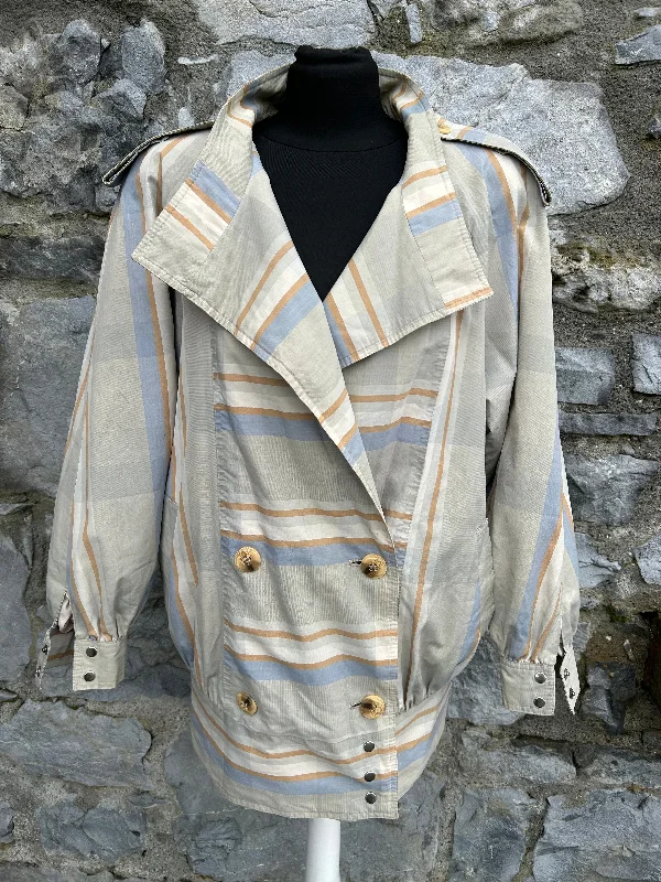 Suede Jackets80s beige stripy jacket uk 10-12