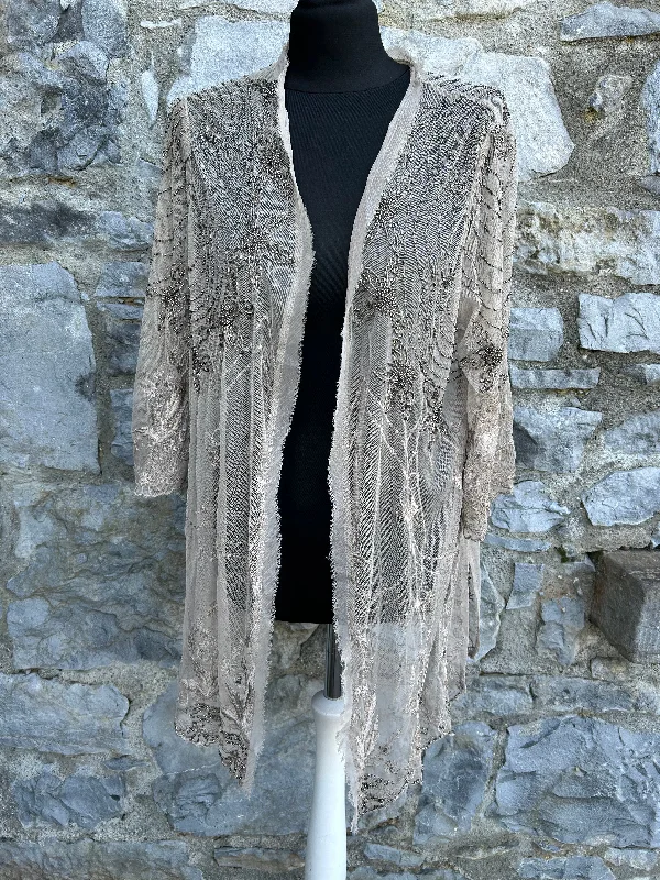 Sequined JacketsBeige beaded sheer jacket uk 12-14