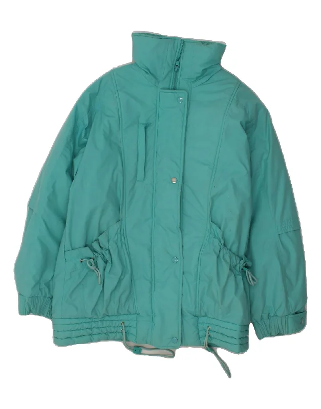 Military JacketsVINTAGE Womens Windbreaker Jacket UK 12 Medium Turquoise Polyester