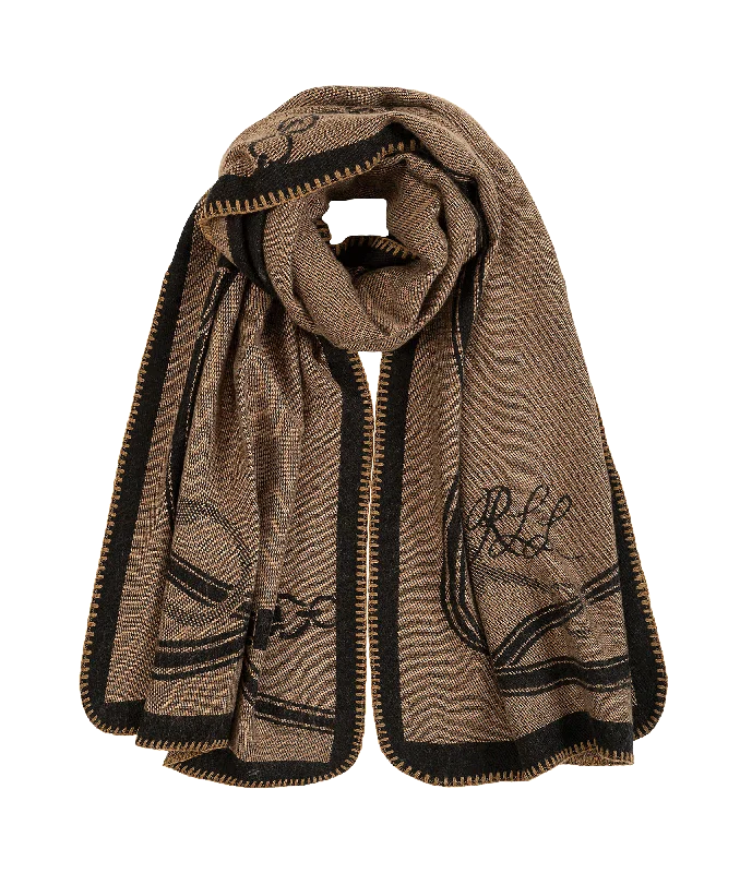 Belting-motif Jacquard Blanket Scarf - Multi