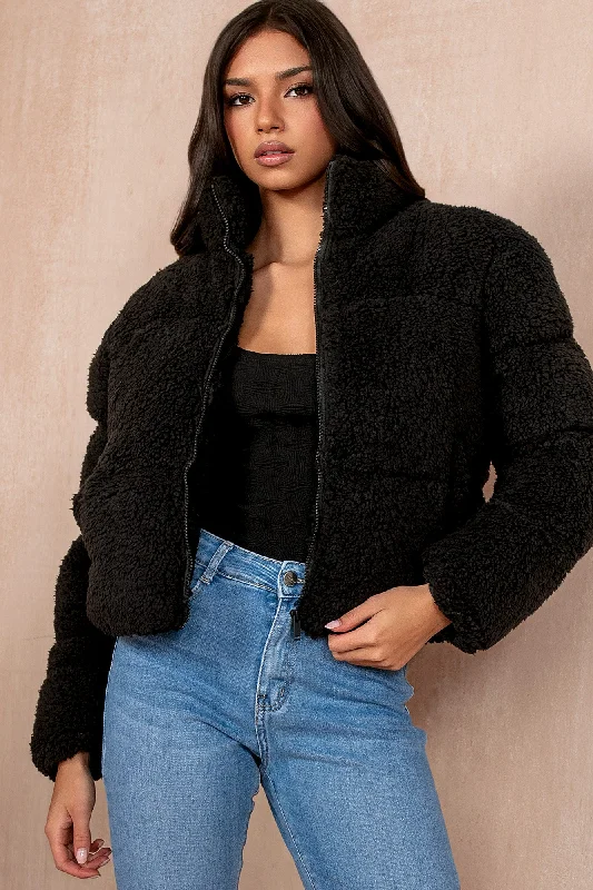 Corduroy JacketsLottie Black Teddy Puffer Jacket