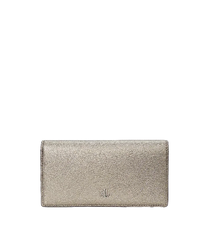 Crosshatch Leather Slim Wallet - Silver