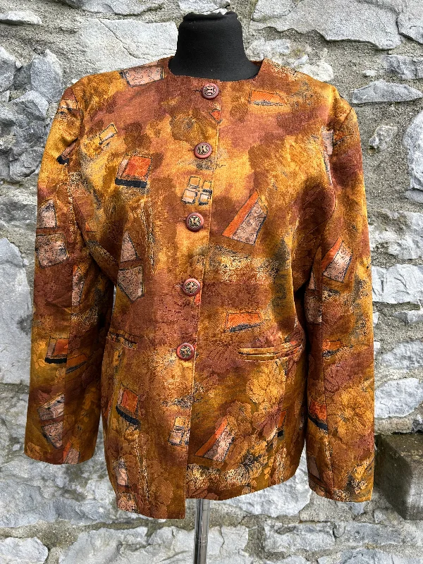 Metallic Jackets80s abstract brown jacket uk 12