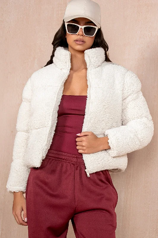 Faux Leather JacketsLottie Cream Teddy Puffer Jacket