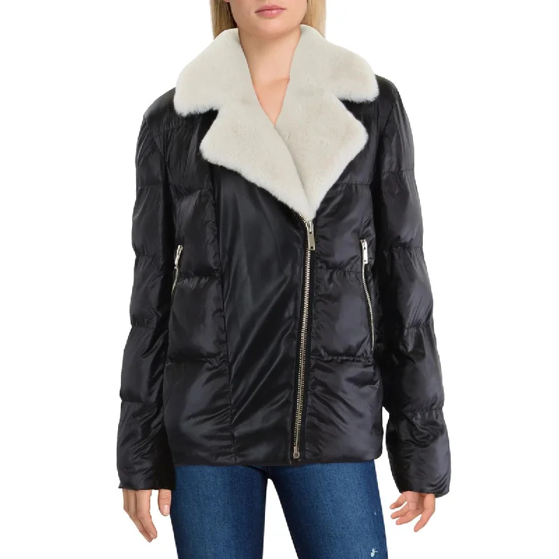 Nylon JacketsWomens Insulated Faux Fur Lined Puffer Jacket