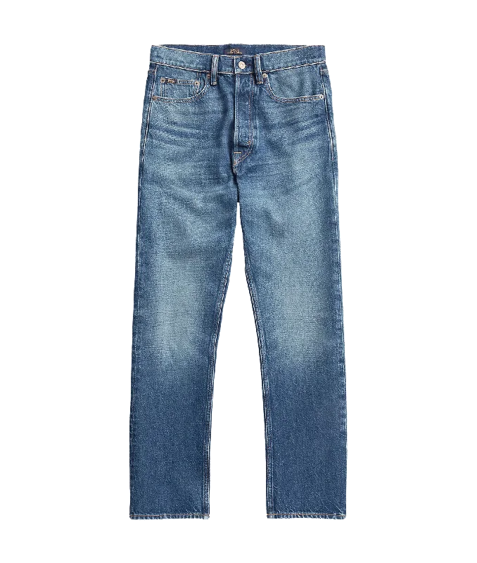 High-rise Relaxed Straight Crop Jean - Blue