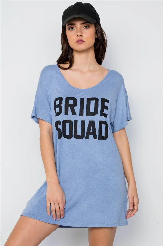 Maxi DressBlue Bride Squad Graphic Short Sleeve T-Shirt Dress / 3-2-1