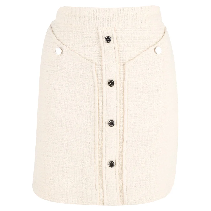 Maje Button Detail Mini Skirt in Cream Cotton TweedHiking Skirt