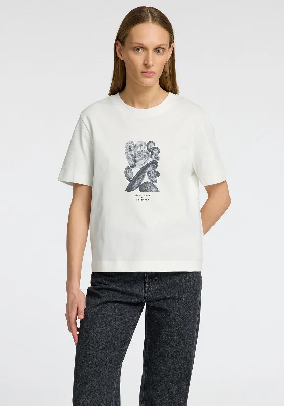 Selected Femme Essential Abstract Print Boxy T Shirt, WhitePunk Shirts