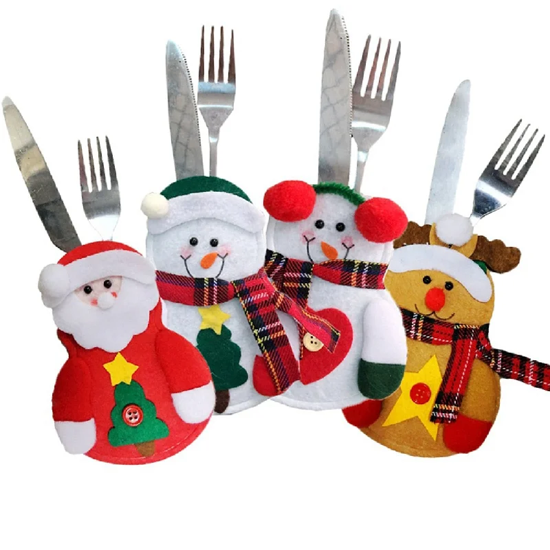 New Year Merry Christmas Knife Fork Cutlery Set Skirt Pants Navidad Natal Christmas Decorations for Home XmasA-line Skirt