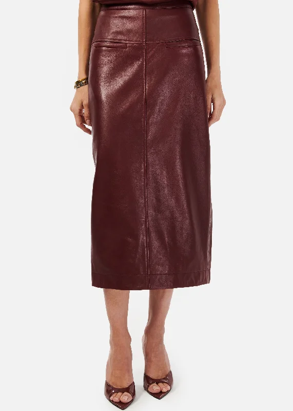 Inaya Genuine Leather Skirt CranberrySkort