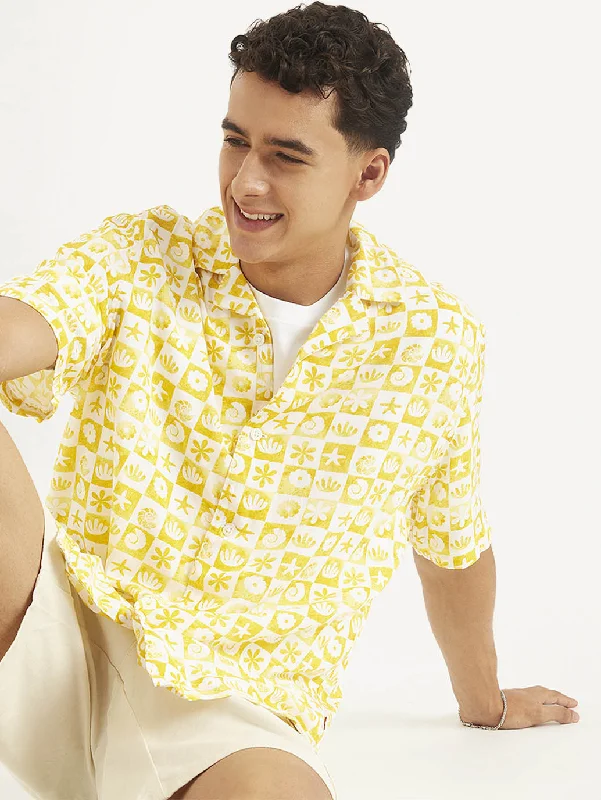 Men's Printed Relaxed Fit Camp ShirtPunk Shirts