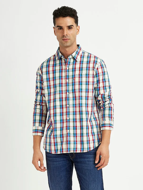 Men's Checkered Spread Collar ShirtTravel Shirts