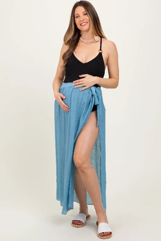 Blue Loose Beach Cover Up Maternity SkirtFormal Skirt