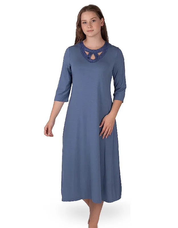 Soft Nightshirt with Lace Keyhole Trim SkyMesh Shirts