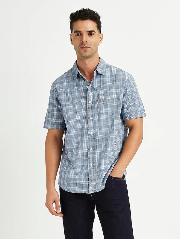 Men's Checkered Spread Collar ShirtChambray Shirts