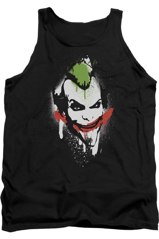 Batman Arkham City Spraypaint Smile Adult Tank TopOutdoor singlet