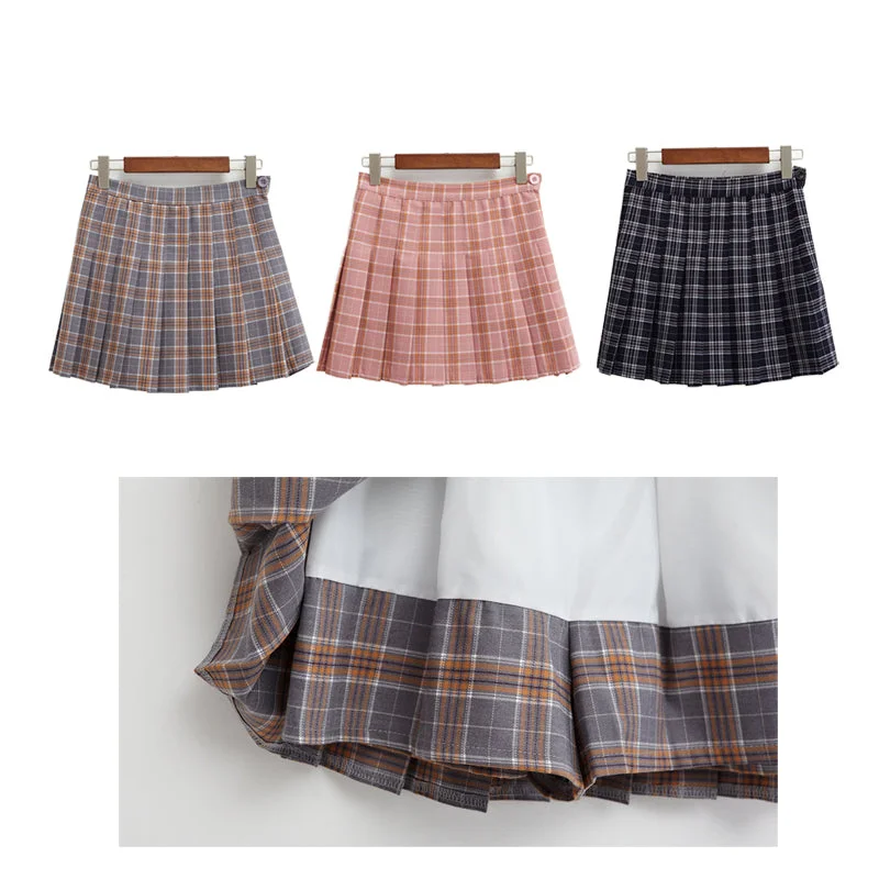 harajuku skirts womens 2018 korean summer style new plaid pleated skirt rock kawaii high waist fashion women clothingBusiness Skirt