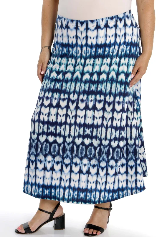 Vikki Vi Jersey Blue Tribal Maxi SkirtInsulated Skirt