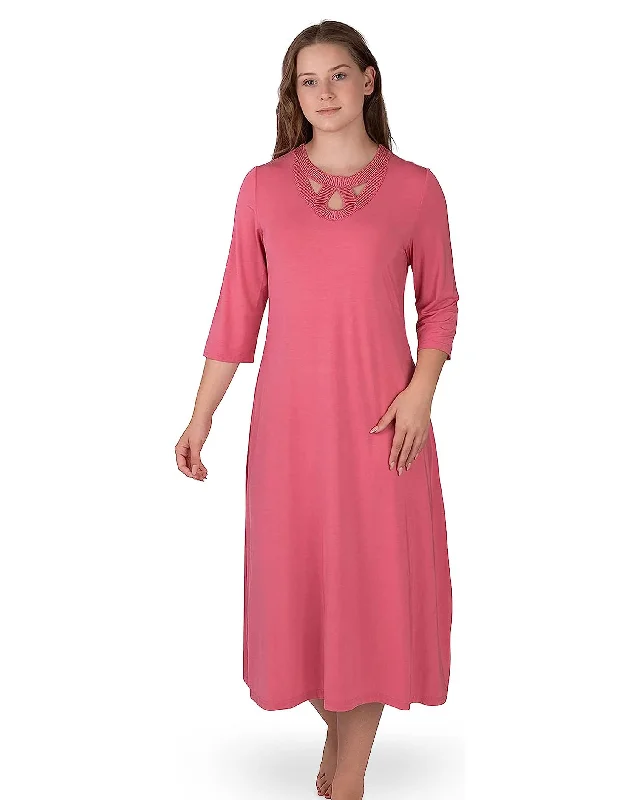 Soft Nightshirt with Lace Keyhole Trim New PinkVelvet Shirts