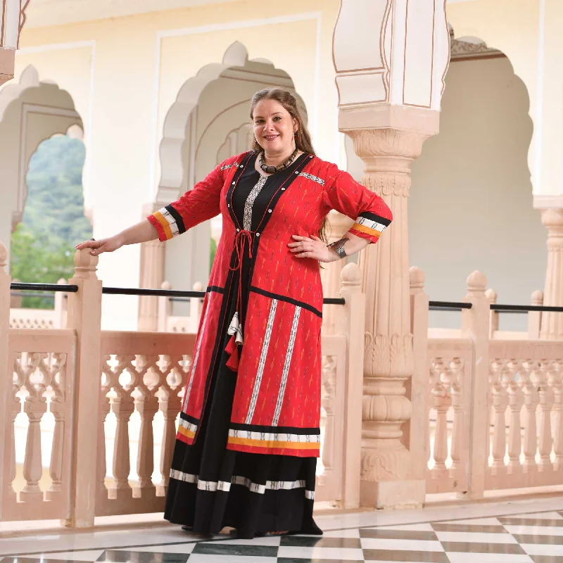 Gulaal Handwoven Ikkat Anarkali Cape Set