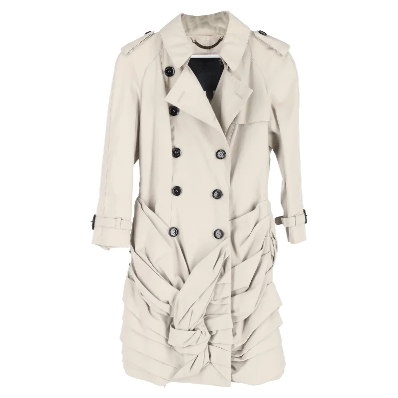 Burberry Prorsum Knotted Skirt Trench Coat in Ecru CottonDenim Skirt