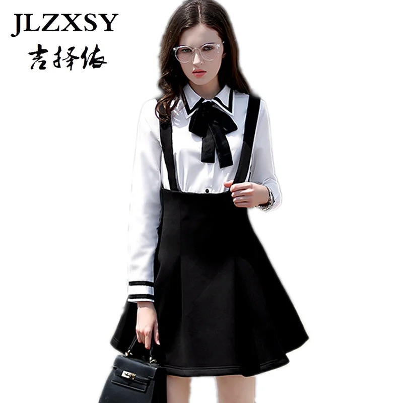 JLZXSY Fashion Women Elegant High Waist Suspender Skirt Pleated Swing A Line Mini SkirtPolka-dot Skirt