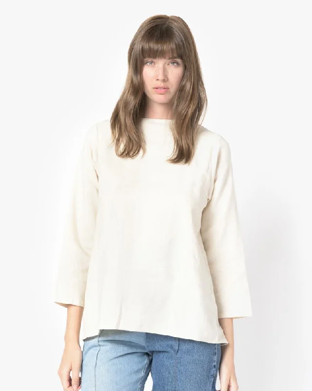 Khue Long Sleeved Layered Top in Cream