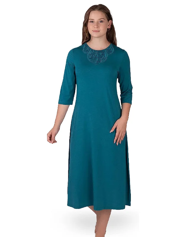 Soft Nightshirt with Lacey Panel TealAthletic Shirts