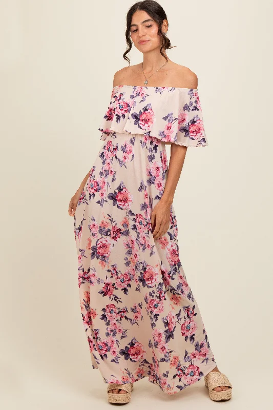 Polka-dot DressIvory Floral Off Shoulder Maxi Dress