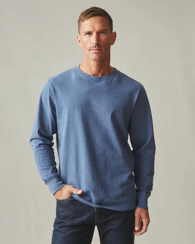 Vintage Crew Tee Long Sleeve - Washed Blue Jean