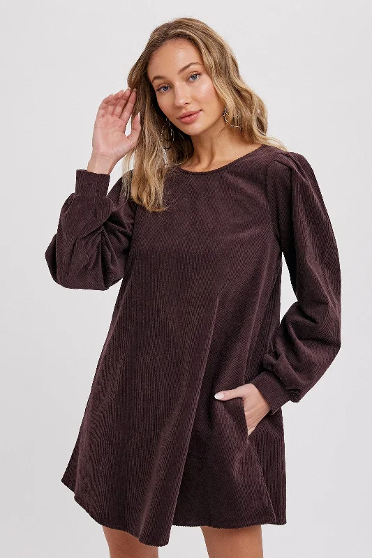 Kaftan DressDark Brown Corduroy Mini Dress