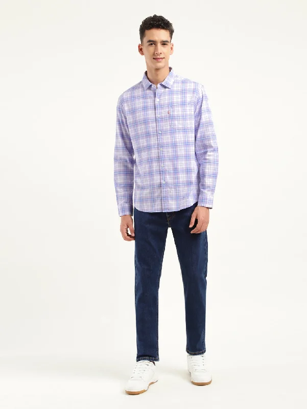 Men's Checkered Spread Collar ShirtCollege Shirts