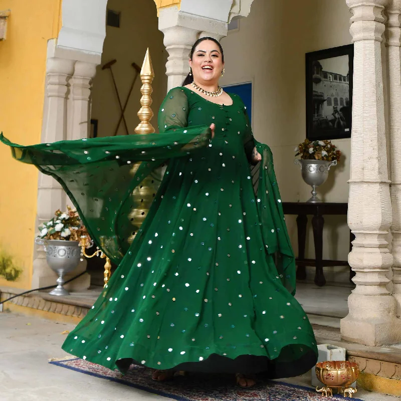 Glorious Green Radiance Georgette Embroidered Anarkali Set